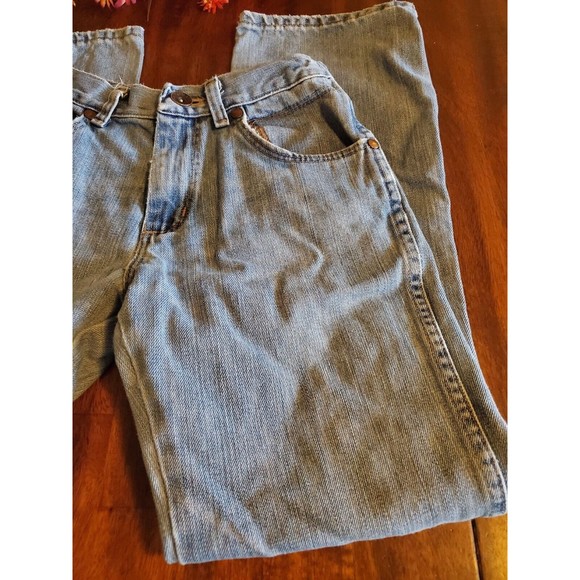 WRANGLER Boys Youth 14 SLIM Light Wash Boot Cut Denim Blue JEANS EUC Adjustable - Picture 2 of 10